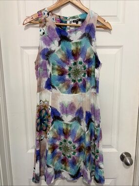 DESIGUAL Floral Multicolour Watercolour Fit-and-Flare Dress